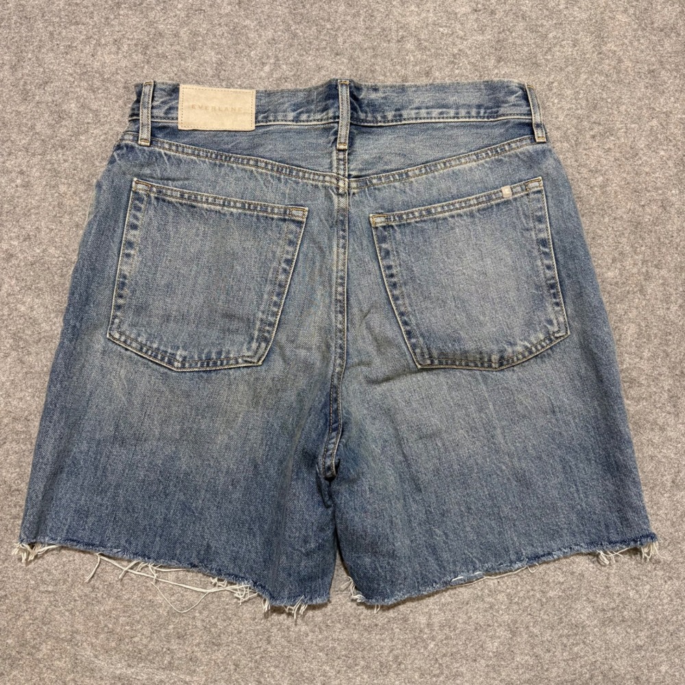 Everlane The Rigid Way-High Short Size 29 Blue Organic Cotton Denim Raw Hem